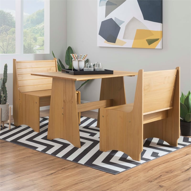 Linon Delk Solid Pine Wood Table in Honey