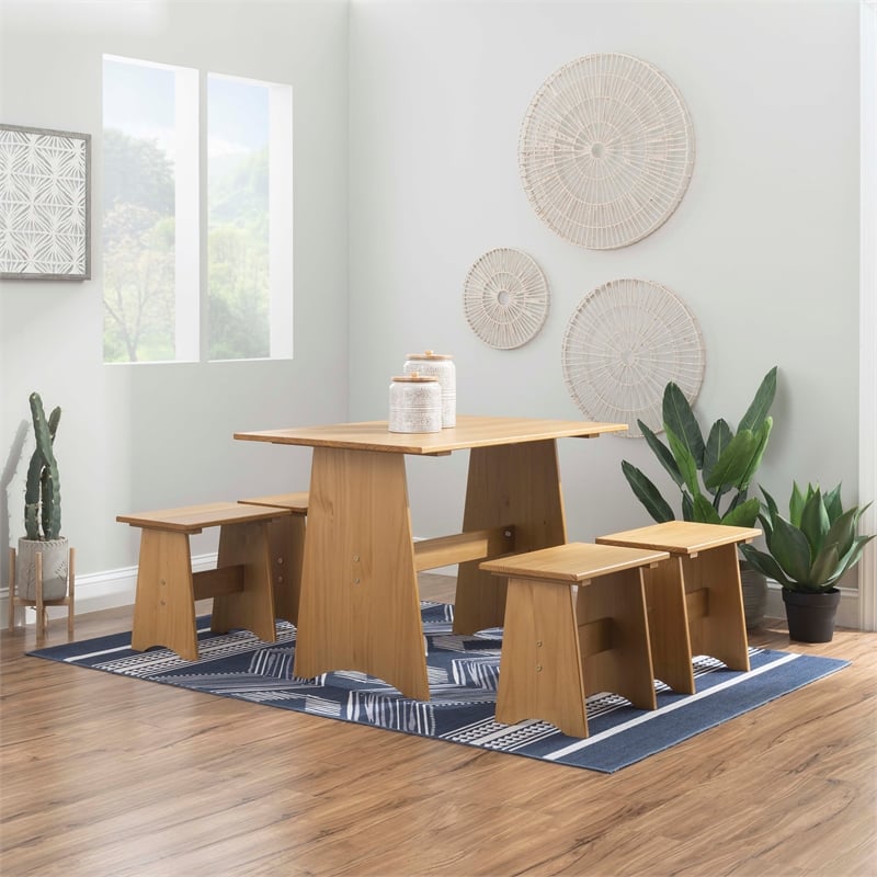 Linon Delk Solid Pine Wood Table in Honey