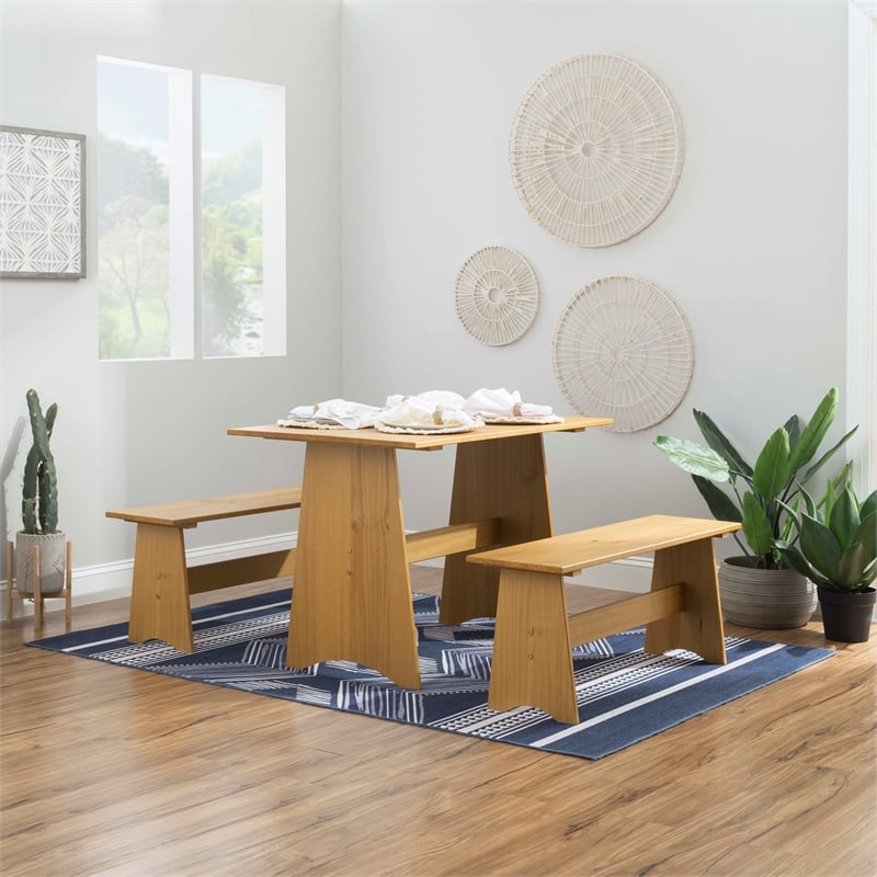 Linon Delk Solid Pine Wood Table in Honey