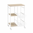 Linon August Rolling Metal Kitchen Cart with 2 Baskets and 2 Shelves in White