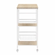 Linon August Rolling Metal Kitchen Cart with 2 Baskets and 2 Shelves in White