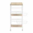 Linon August Rolling Metal Kitchen Cart with 2 Baskets and 2 Shelves in White