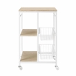 Linon August Rolling Metal Kitchen Cart with 2 Baskets and 2 Shelves in White