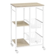 Linon August Rolling Metal Kitchen Cart with 2 Baskets and 2 Shelves in White