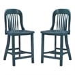 Linon Roxana Wood Commercial Grade Slat Back Counter Stools Set of 2 in Green