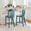 Linon Roxana Wood Commercial Grade Slat Back Counter Stools Set of 2 in Green