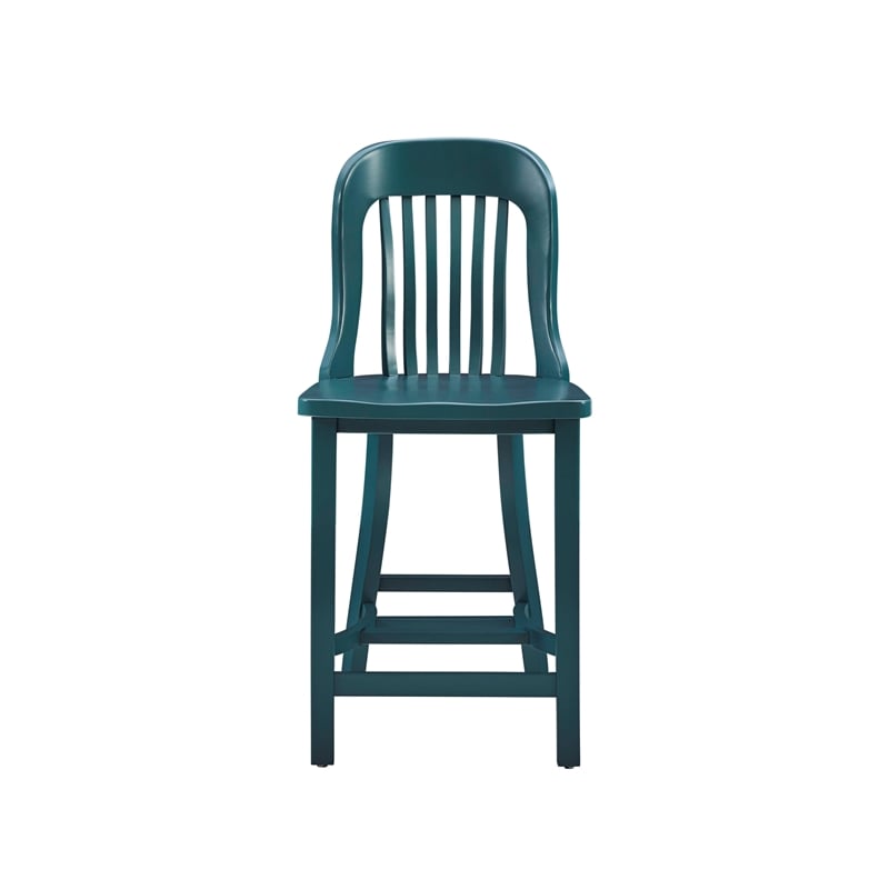 Linon Roxana Wood Commercial Grade Slat Back Counter Stools Set of 2 in Green