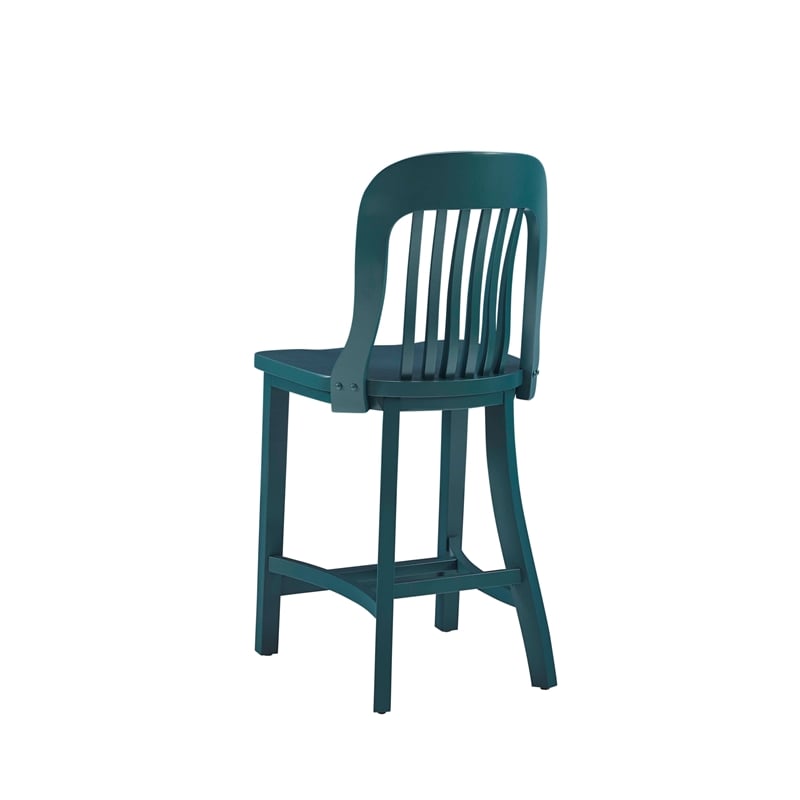 Linon Roxana Wood Commercial Grade Slat Back Counter Stools Set of 2 in Green
