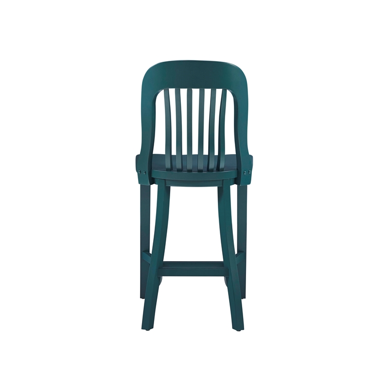 Linon Roxana Wood Commercial Grade Slat Back Counter Stools Set of 2 in Green