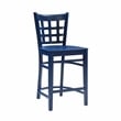 Linon Flint Lattice Back Counter Stools Set of 2 in Glossy Navy Beechwood