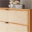 Linon Winnie 5 Drawer Chest with Cane Front Panels in Natural Rubberwood