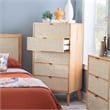Linon Winnie 5 Drawer Chest with Cane Front Panels in Natural Rubberwood