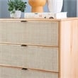 Linon Winnie 5 Drawer Chest with Cane Front Panels in Natural Rubberwood