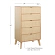 Linon Winnie 5 Drawer Chest with Cane Front Panels in Natural Rubberwood