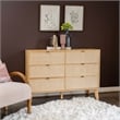 Linon Winnie 6 Drawer Dresser with Cane Front Panels in Natural Rubberwood