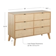 Linon Winnie 6 Drawer Dresser with Cane Front Panels in Natural Rubberwood