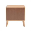 Linon Winnie Rubberwood Nightstand 2 Drawers Cane Front Panels in Natural Finish