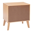 Linon Winnie Rubberwood Nightstand 2 Drawers Cane Front Panels in Natural Finish