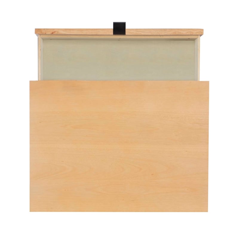 Linon Winnie Rubberwood Nightstand 2 Drawers Cane Front Panels in Natural Finish