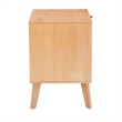 Linon Winnie Rubberwood Nightstand 2 Drawers Cane Front Panels in Natural Finish