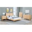 Linon Winnie Queen Bed Frame with Woven Rattan Cane Headboard in Natural Wood