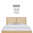 Linon Winnie Queen Bed Frame with Woven Rattan Cane Headboard in Natural Wood