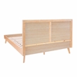 Linon Winnie Queen Bed Frame with Woven Rattan Cane Headboard in Natural Wood