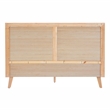 Linon Winnie Queen Bed Frame with Woven Rattan Cane Headboard in Natural Wood