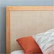 Linon Winnie Queen Bed Frame with Woven Rattan Cane Headboard in Natural Wood