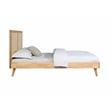 Linon Winnie Queen Bed Frame with Woven Rattan Cane Headboard in Natural Wood