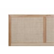 Linon Winnie Queen Bed Frame with Woven Rattan Cane Headboard in Natural Wood