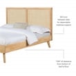Linon Winnie Queen Bed Frame with Woven Rattan Cane Headboard in Natural Wood
