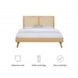 Linon Winnie Queen Bed Frame with Woven Rattan Cane Headboard in Natural Wood