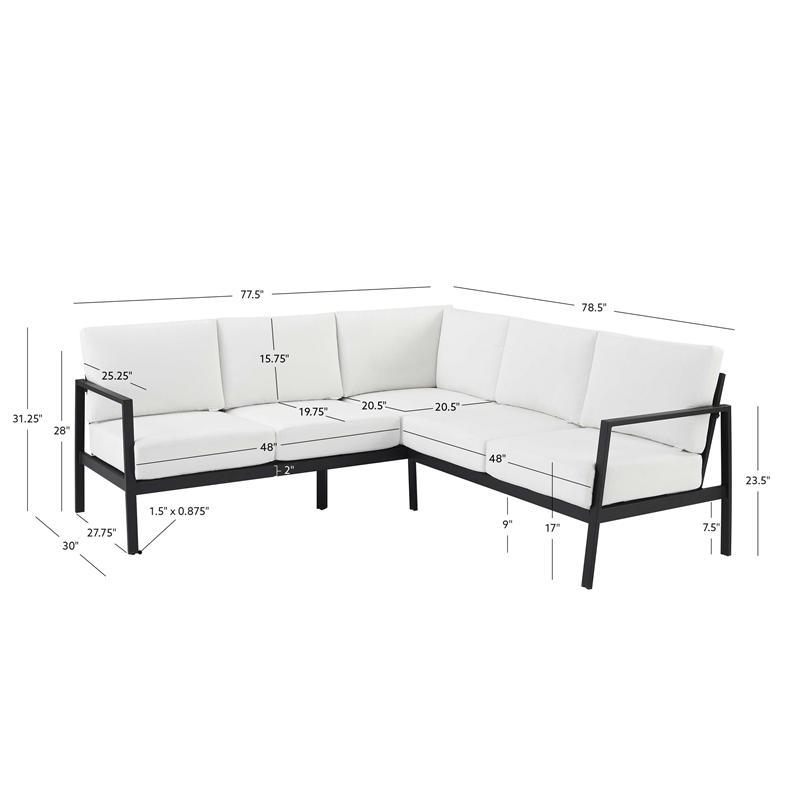 Outdoor sectional with white cushions 2025