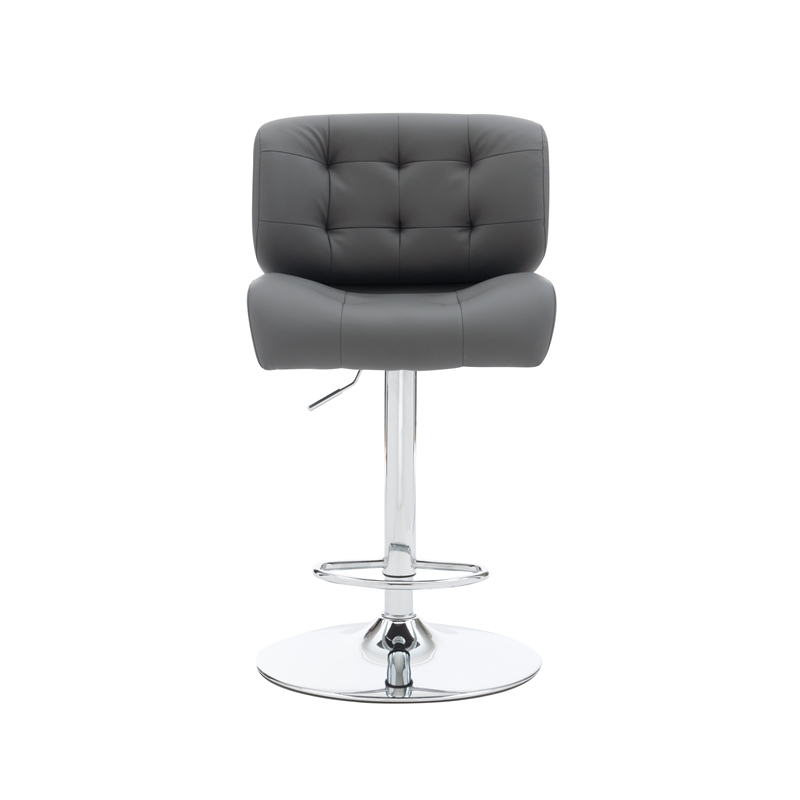Linon Chaz Metal Chrome ABS Barstool Upholstered Seat in Gray Faux Leather