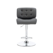 Linon Chaz Metal Chrome ABS Barstool Upholstered Seat in Gray Faux Leather