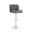 Linon Chaz Metal Chrome ABS Barstool Upholstered Seat in Gray Faux Leather