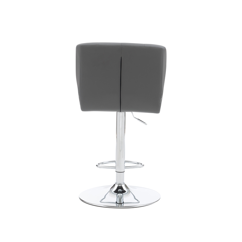 Linon Chaz Metal Chrome ABS Barstool Upholstered Seat in Gray Faux Leather