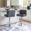 Linon Chaz Metal Chrome ABS Barstool Upholstered Seat in Gray Faux Leather