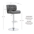 Linon Chaz Metal Chrome ABS Barstool Upholstered Seat in Gray Faux Leather