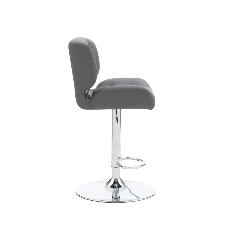 Linon Chaz Metal Chrome ABS Barstool Upholstered Seat in Gray Faux Leather
