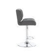 Linon Chaz Metal Chrome ABS Barstool Upholstered Seat in Gray Faux Leather