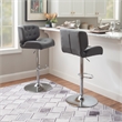 Linon Chaz Metal Chrome ABS Barstool Upholstered Seat in Gray Faux Leather