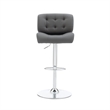 Linon Chaz Metal Chrome ABS Barstool Upholstered Seat in Gray Faux Leather