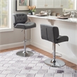 Linon Chaz Metal Chrome ABS Barstool Upholstered Seat in Gray Faux Leather