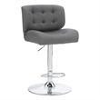 Linon Chaz Metal Chrome ABS Barstool Upholstered Seat in Gray Faux Leather