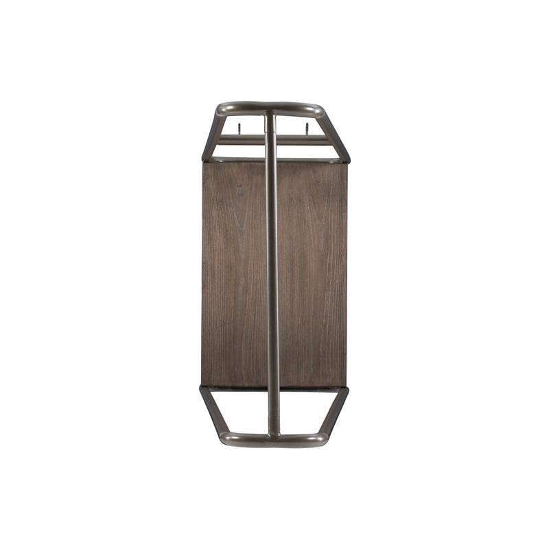 Linon Paisley Tall Steel Clothing Rack Distressed Wood Shelf 4 Hooks in Pewter