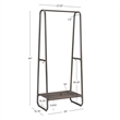 Linon Paisley Tall Steel Clothing Rack Distressed Wood Shelf 4 Hooks in Pewter