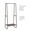 Linon Paisley Tall Steel Clothing Rack Distressed Wood Shelf 4 Hooks in Pewter