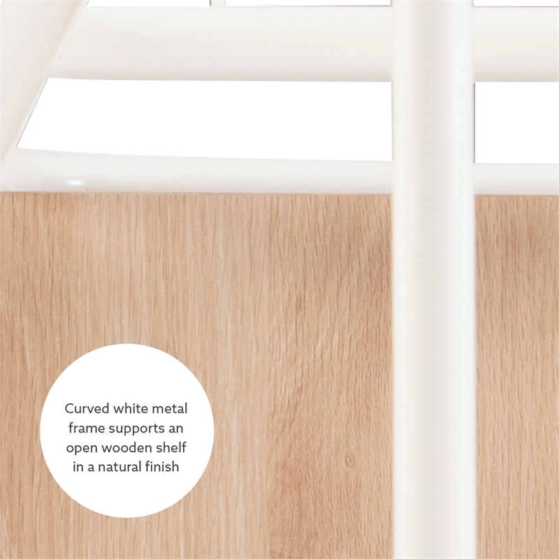 Linon Paisley Tall Steel Open Clothing Rack Natural Wood Shelf 4 Hooks in White